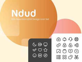 简单的线条ui ux图标集，Ndud 100+简单线条基本UI / UX图标集