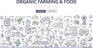 扁平化商务有机农业食品农产品概念图案插画矢量素材