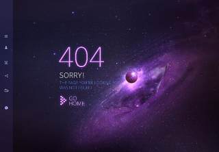 星空宇宙星球网页404错误页面PSD模板07