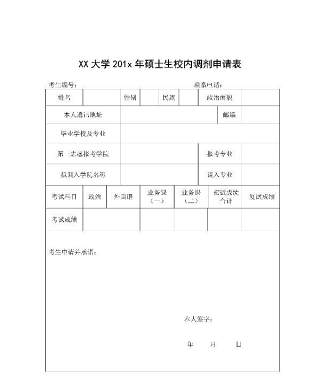 研究生硕士调剂复试申请表模板4