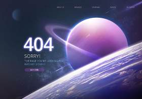 星空宇宙星球网页404错误页面PSD模板09