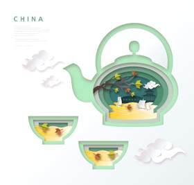 创意剪纸立体中国北京上海地图城市建筑插图AI矢量设计素材(10)