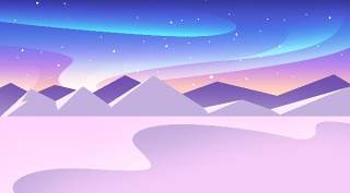 紫色系星空山脉风景插画PSD素材