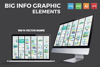 蓝绿色组合信息图表模板设计 Infographics Elements Design