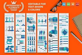 可编辑颜色信息图表素材 Infographics