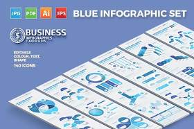 蓝色商业信息图形设计 Blue Business Infographics Design