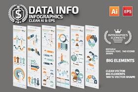 大数据信息图表插画模板设计 Infographics Elements Design