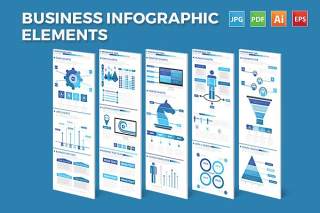 蓝色商务信息图形元素设计Blue Business Infographics Elements Design
