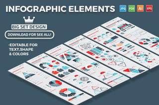 红蓝色信息图表矢量AI元素Infographics Set