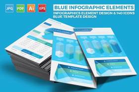 蓝色包装信息图表设计元素 Big Pack Infographics Design