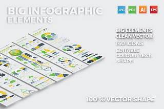 黄绿色信息图表设计模板素材Infographics Template Design