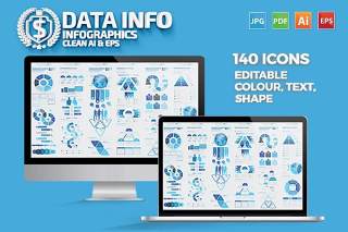 蓝色数据信息图形设计Blue Data Infographics Design