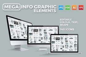 多样信息图表图形元素设计素材Mega Infographics Elements Design