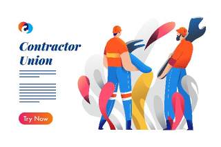 施工人员混合颜色样式矢量EPS插画素材Construction worker - Mixcolor style vector