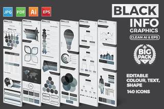 设计包装信息图表图形设计Black Pack Infographics Design