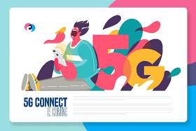 5G快速互联网连接插画素材5G fast internet connection