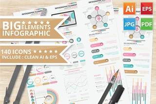 信息图表模板元素矢量素材设计Big Infographic Elements Design