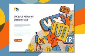 UX-UI设计类Web网页模板UX UI Design Class Web template