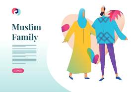 穆斯林家庭人物插画矢量素材muslim-family