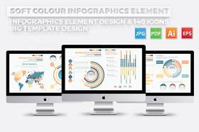 多彩色统计信息图表模板元素设计Soft Colour Infographics Elements Design
