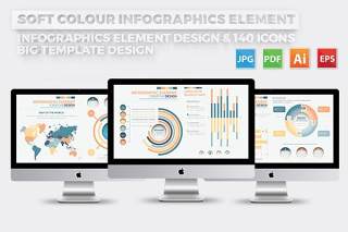 多彩色统计信息图表模板元素设计Soft Colour Infographics Elements Design