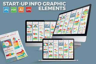 发布产品启动信息图形设计元素Launch Product Start-Up Infographic Design
