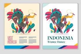 印尼传统舞蹈海报插画素材Indonesia traditional dance poster