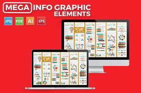 大数据信息图表元素模板设计素材Mega Infographics Elements Design