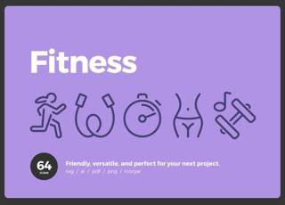 64个健身运动线性图标素材64 Fitness Icons