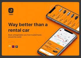 汽车租赁移动用户界面套件JUBER - Car rental mobile UI Kit