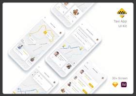 出租车应用程序用户界面工具包Yunu - Taxi App UI Kit