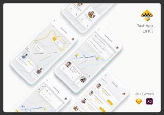 出租车应用程序用户界面工具包Yunu - Taxi App UI Kit