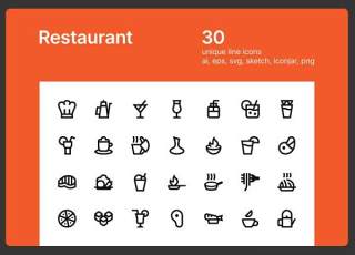 餐厅图标素材Restaurant icons