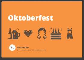 啤酒节标志符号图标元素Oktoberfest Glyph Icons