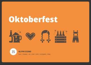 啤酒节标志符号图标元素Oktoberfest Glyph Icons