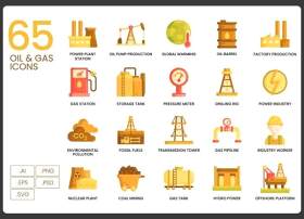 65个石油天然气工业线性图标素材65 Oil & Gas Icons Caramel Series