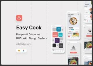 简易食谱和日用品用户界面工具包EasyCook Recipes & Groceries UI Kit