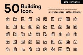 50个建筑线性图标素材50 Building Line Icon