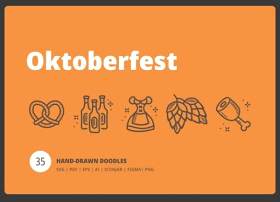 啤酒节涂鸦图标素材Oktoberfest Doodles