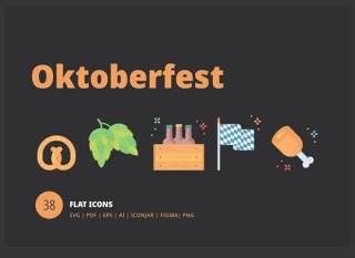 啤酒节平面图标素材Oktoberfest Flat Icons