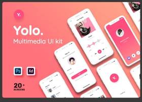 多媒体移动应用程序用户界面工具包Yolo Multimedia Mobile App UI Kit