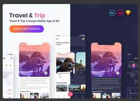 旅游和旅游预订移动应用程序用户界面工具包Tour & Travel Booking Mobile App UI Kit