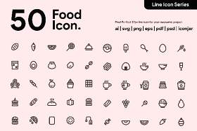 50个食物线性图标素材50 Food Line Icon