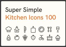 100个超简单实用厨房小图标Super Simple Kitchen Icons 100