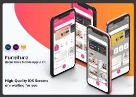 家具商店移动应用程序用户界面工具包Furniture Store Mobile App UI Kit