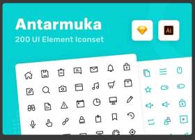 用户界面元素线性图标Antarmuka UI element icon