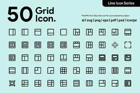 50个网格线性图标素材50 Grid Line Icon