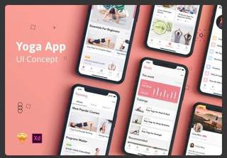 瑜伽健身手机应用程序用户界面工具包Yoga Fitness Mobile App UI Kit