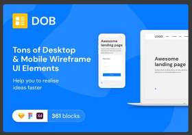 桌面和移动线框用户界面工具包DOB – Desktop & Mobile Wireframe UI Kit