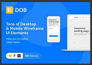 桌面和移动线框用户界面工具包DOB – Desktop & Mobile Wireframe UI Kit